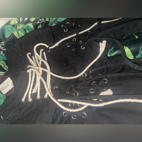 Black String Cargo Pants - Picture 2 of 4